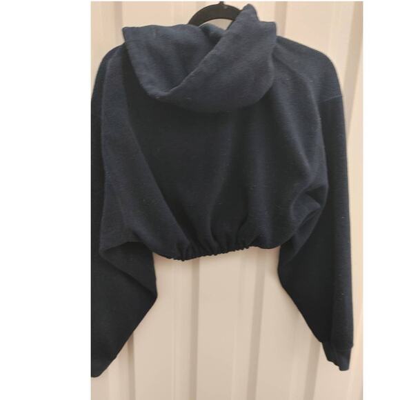 Gap Womens Cropped Hoodie Sweatshirt Medium Navy Blue White - Picture 4 of 4